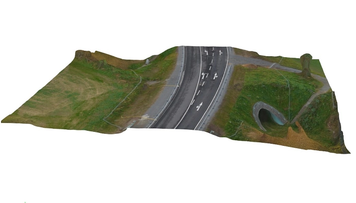 3D Modell Straßenschnitt mit Durchlass Ansicht 2 © Vermessungsbüro Hubert Mütze